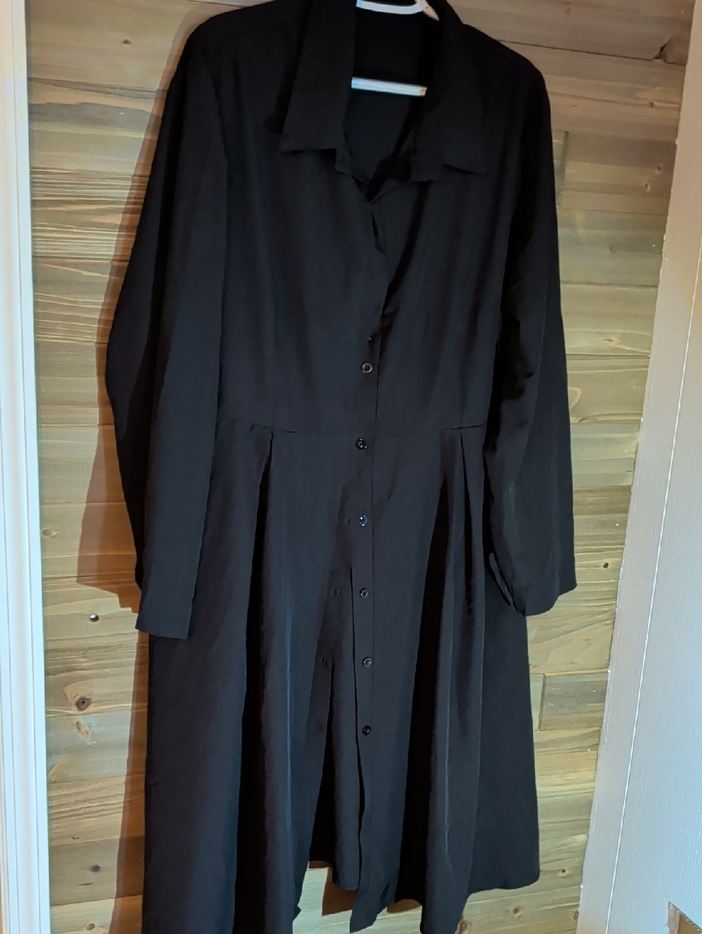 Shein Black Long Sleeve Button-Front Dress